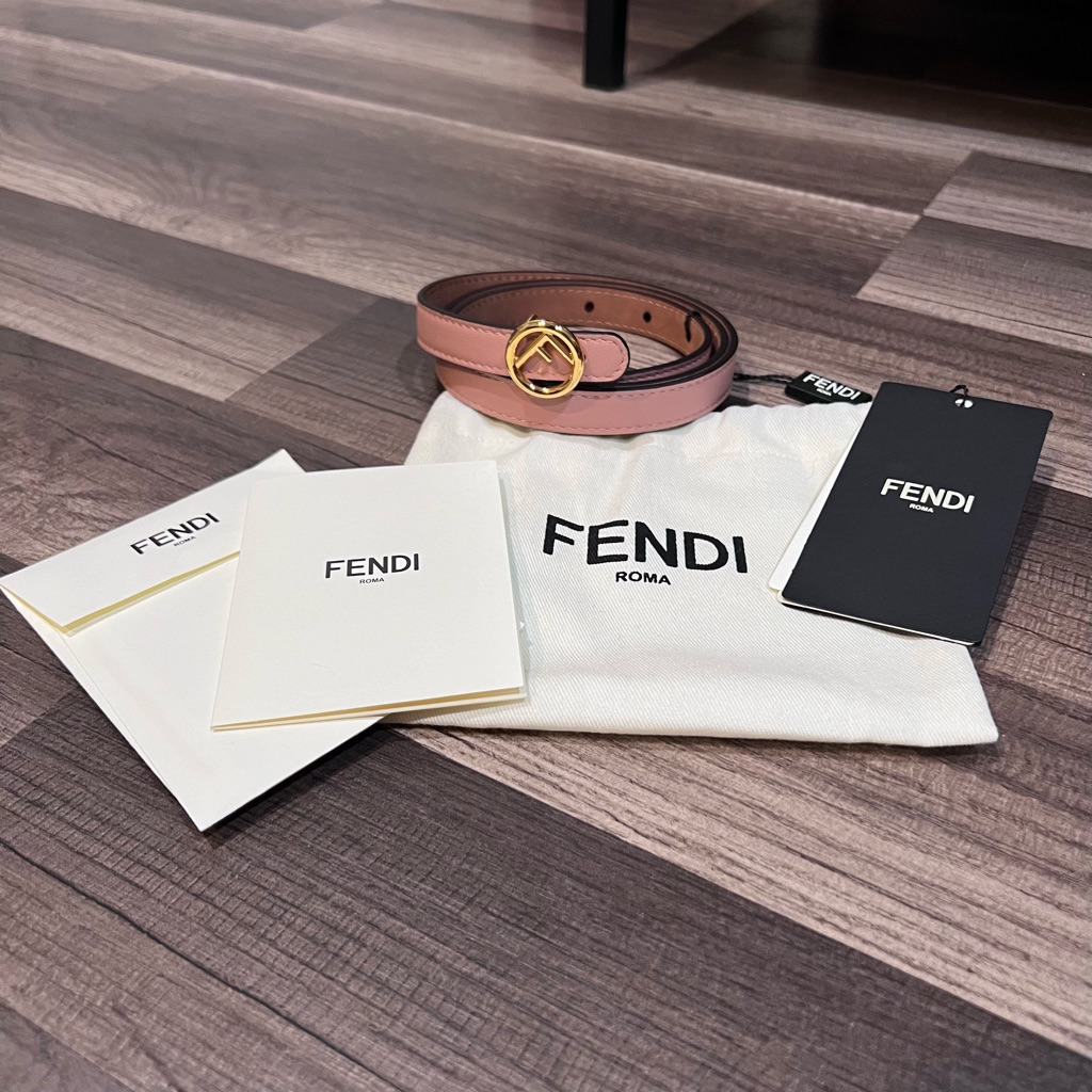 Fendi Vit. Grace Rosa - Pink Blush Leather Belt With Gold Buckle Size 85/34 Nwt